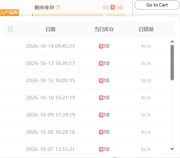 卖家精灵库存监控:自家链接显示锁定 10